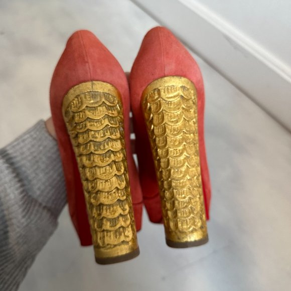 Christian Louboutin Red and Gold Heels - Picture 10 of 14